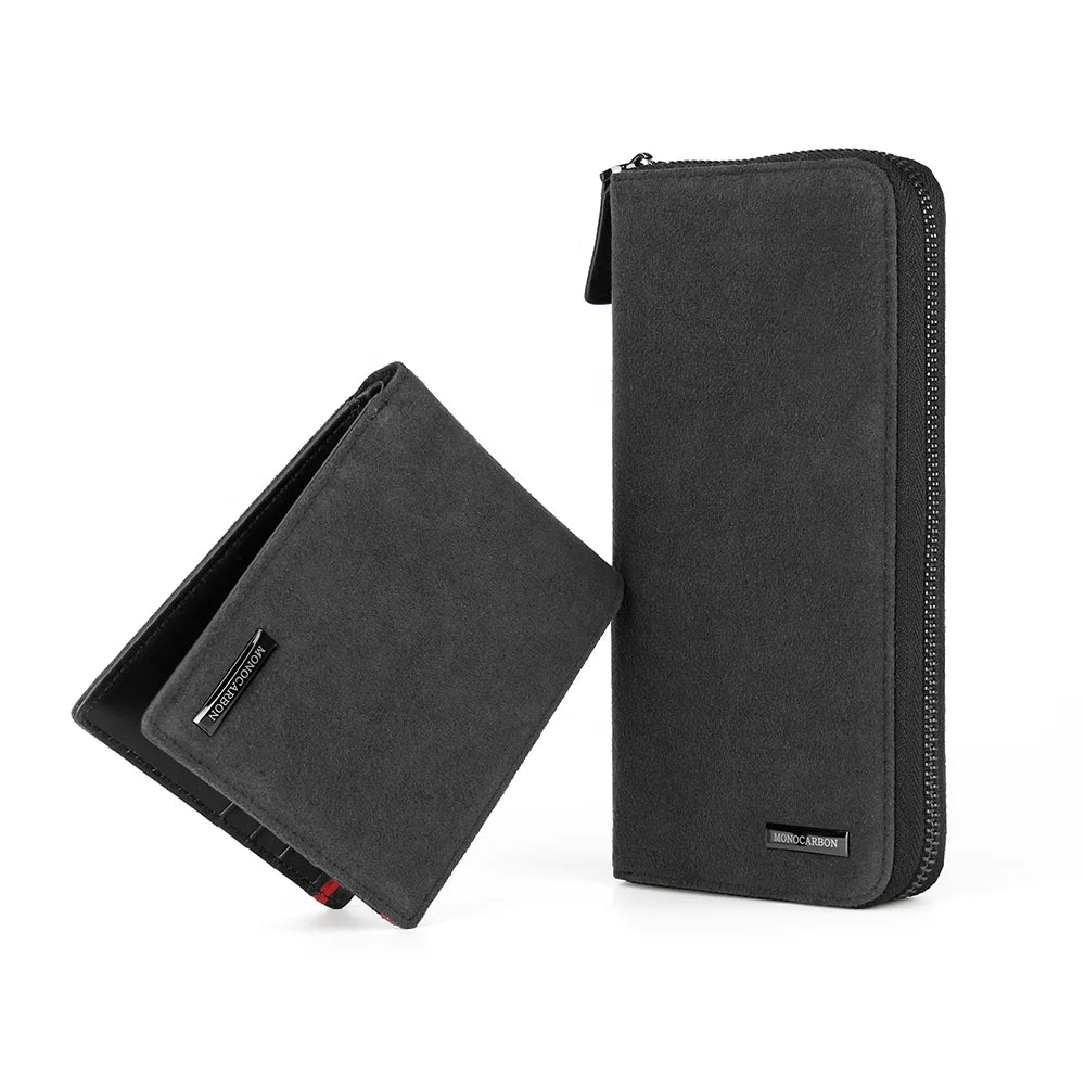 Magnetic Wireless Charging Compatible Elegant Luxury Blank Long for Black Wallet RFID Feature Zipper Closure Large MegaBDM