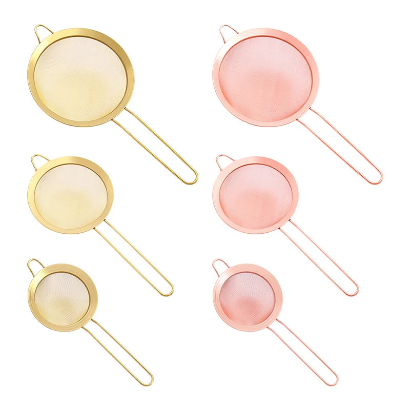 Wire Mesh Oil Strainer Stainless Steel Flour Colander Sifter Tea Coffee Powder Fry Strainer Tool Colander with Long Handle