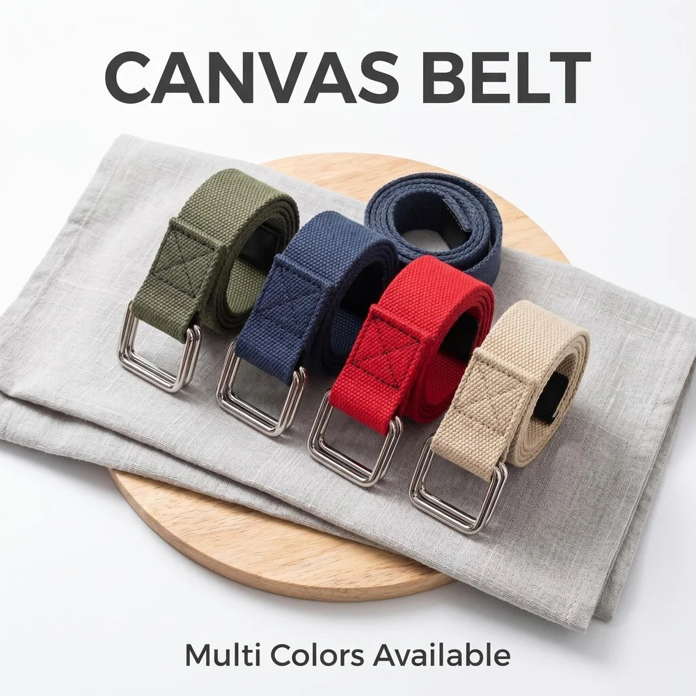 Simple Multi-color Unisex Nylon Canvas Breathable Belt Casual Jeans Double Buckle Outdoor Custom Tactical Belt