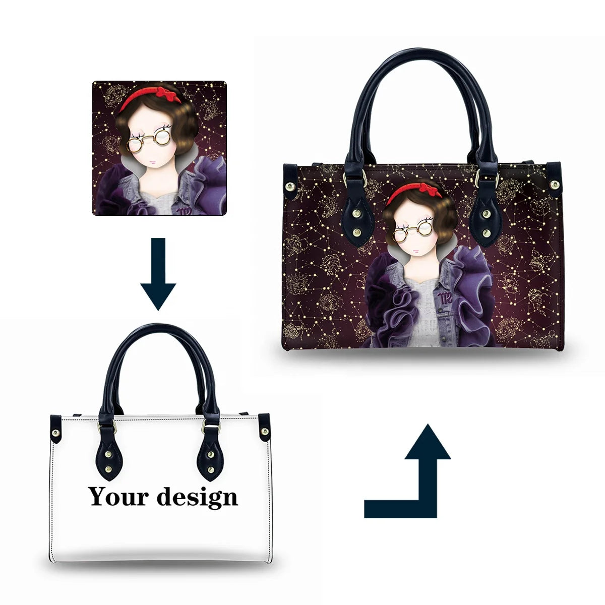 New Virgo Sublimation Lunch Tote Bag Blank Handbags With Custom Printed Logo Large Tote Bags for Women