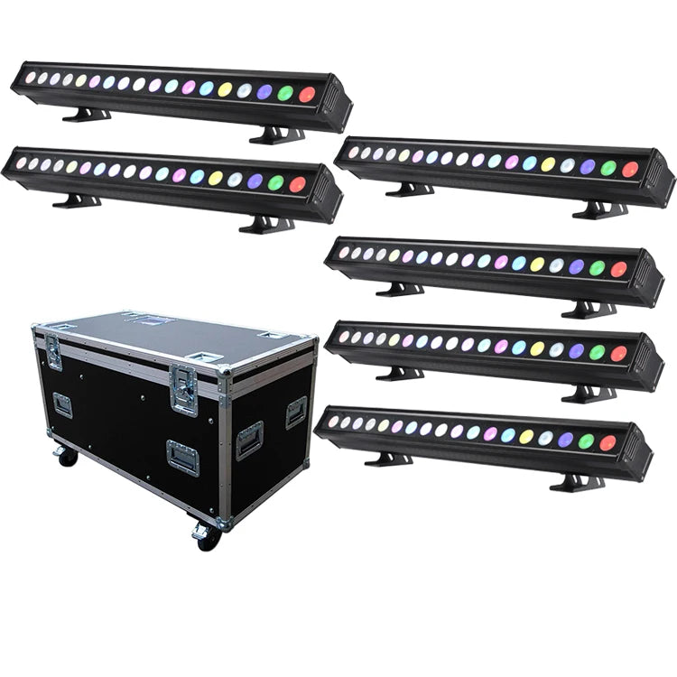 6Pc Pack 18X15W Rgbwa UV 6In1 Ip65 Waterproof Pixel Control Led Wall Wash Light With Flight Case
