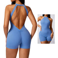 Women's High Neck Backless Bodysuit Racerback Romper Buttery Soft Scrunch Booty Sports Jumpsuit MegaBDM