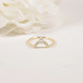 Stacked Matching Rings 14Kt Au750 Gold U Shape Pear Cut Lab Grown Diamond Gold Curved Ring Band for Wedding Engagement