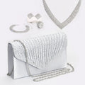 Clutch Purse Evening Bag for Women Prom Sparkling Handbag Wedding Diamond Necklace Earrings Bracelet Set (KJ139)