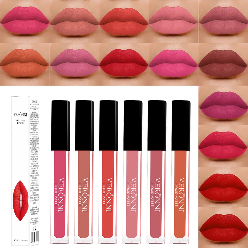 Waterproof Matte Lipstick 14 Color Non-stick Cup Long Lasting Lipgloss Matte Liquid Lipstick