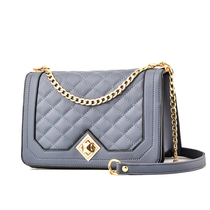 Cute Fashion Pu Leather Women Quilted Crossbody Bags with Chain