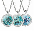 Starfish Rhinestone Necklace Turtle Crystal Pendant Fashion Dolphin Jewelry Blue Ocean Silver Accessories Gift for Women and Men