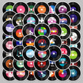 50pcs Cool aesthetic art colorful rock and roll music cartoon round record sticker