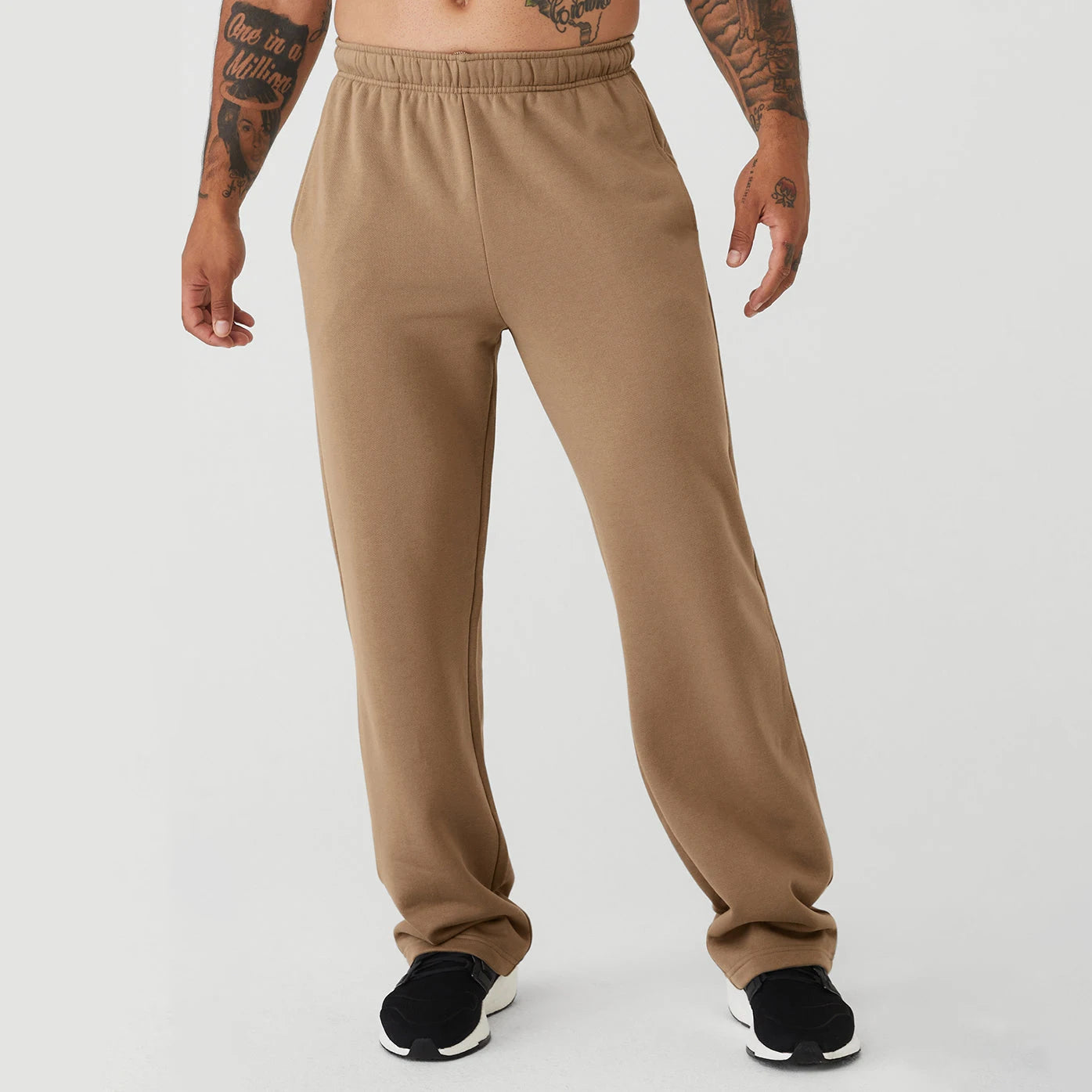 Men's Joggers Open Bottom Casual Loose Fit Running Athletic Straight-Leg Sweatpants With Pockets