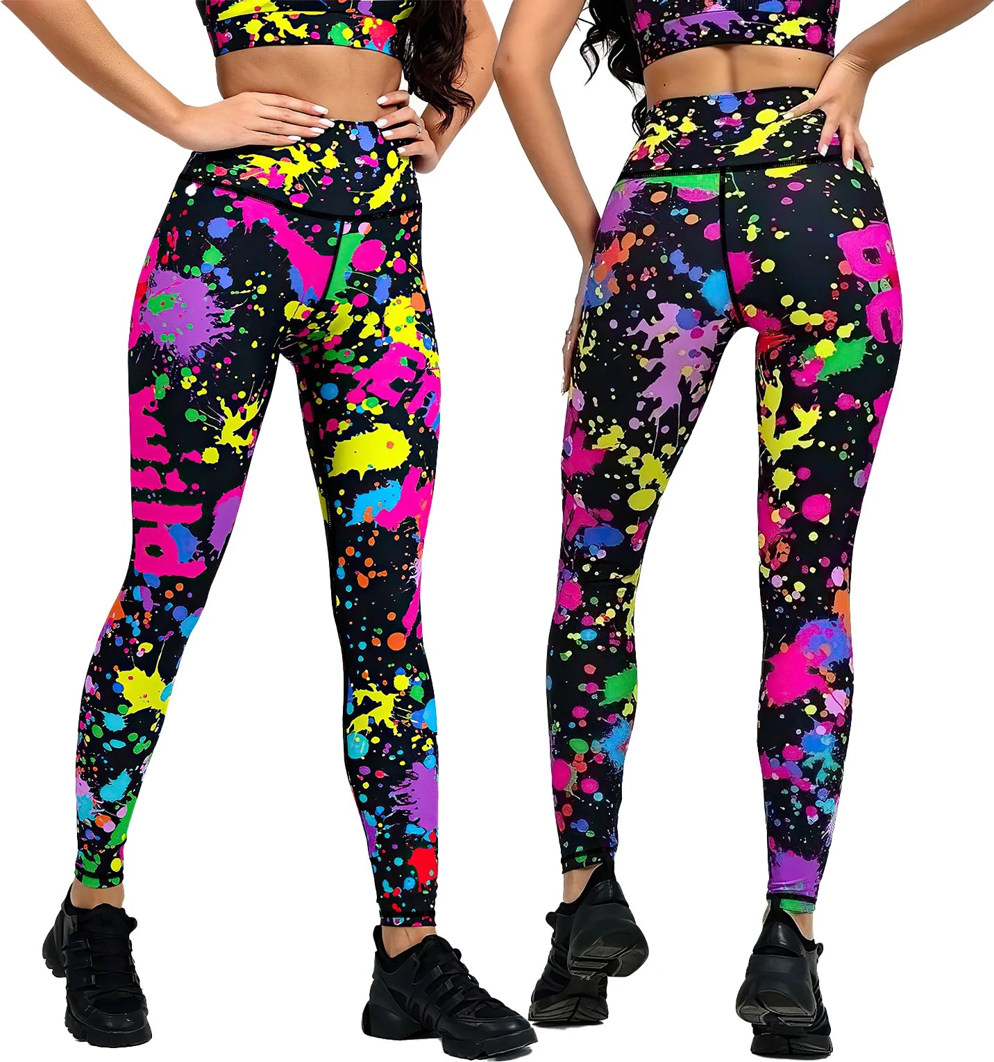 High Waist Women's  Adults Workout Running Yoga Pants Colorful Watercolor Abstract Tie Dye Print Soft Tummy Control Leggings