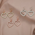Heart Shape Rose Gold Earring Hypoallergenic Sparkling Rhinestone Drop Earrings Full Crystal Heart Shape for Wedding Party Gift