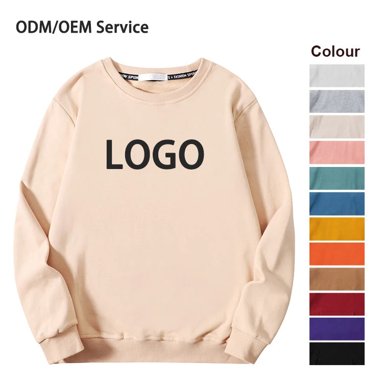 Knitted Baggy Customised Katun Kosong Emboss Oversized Crew Neck Pullover Sweatshirt Women Full Plaid Casual Supplier Light Fall