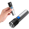 500m Long Range Zoomable 4 Lighting Modes T6 LED Built-in 1200mAh Battery Waterproof USB Rechargeable Led Torch Flashlight