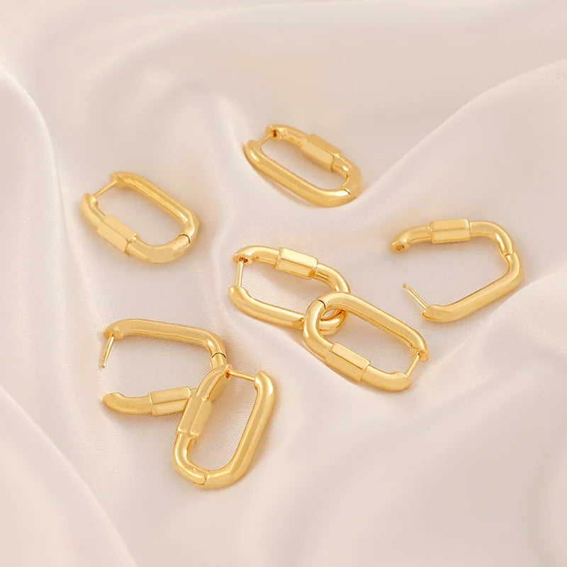European American Style Brass 18K Diy Accessories Personality Contracted Children's Chandelier Geometric Earrings Environmental
