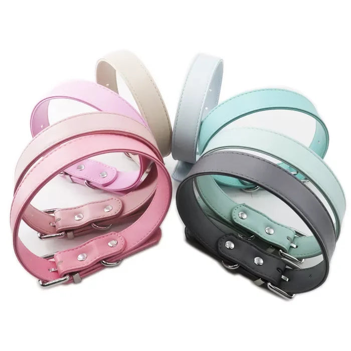 Wholesale Custom Designer Adjustable Waterproof PU Leather Dog Collar for Dog Walk