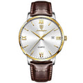 POEDAGAR 826 Watch Fashion Leather Watches for Men Waterproof Luminous Week Date Top Brand Luxury Quartz Man Wristwatch