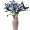 Artificial Lily Flowers Vintage Silk Blue Floral Arrangement for Home Wedding Party Table Office Vase Decoration