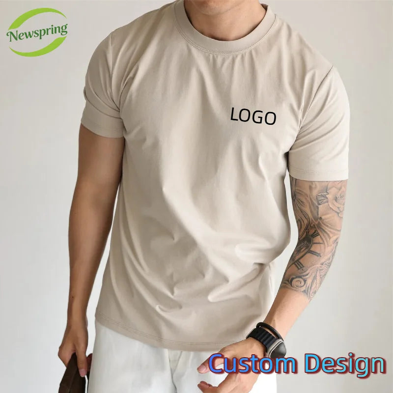 custom 230G 100% Cotton Knitted Men's Short-Sleeved T-Shirt Formal Regular Fit O-Neck Base Layer Eco-Friendly Breathable tee