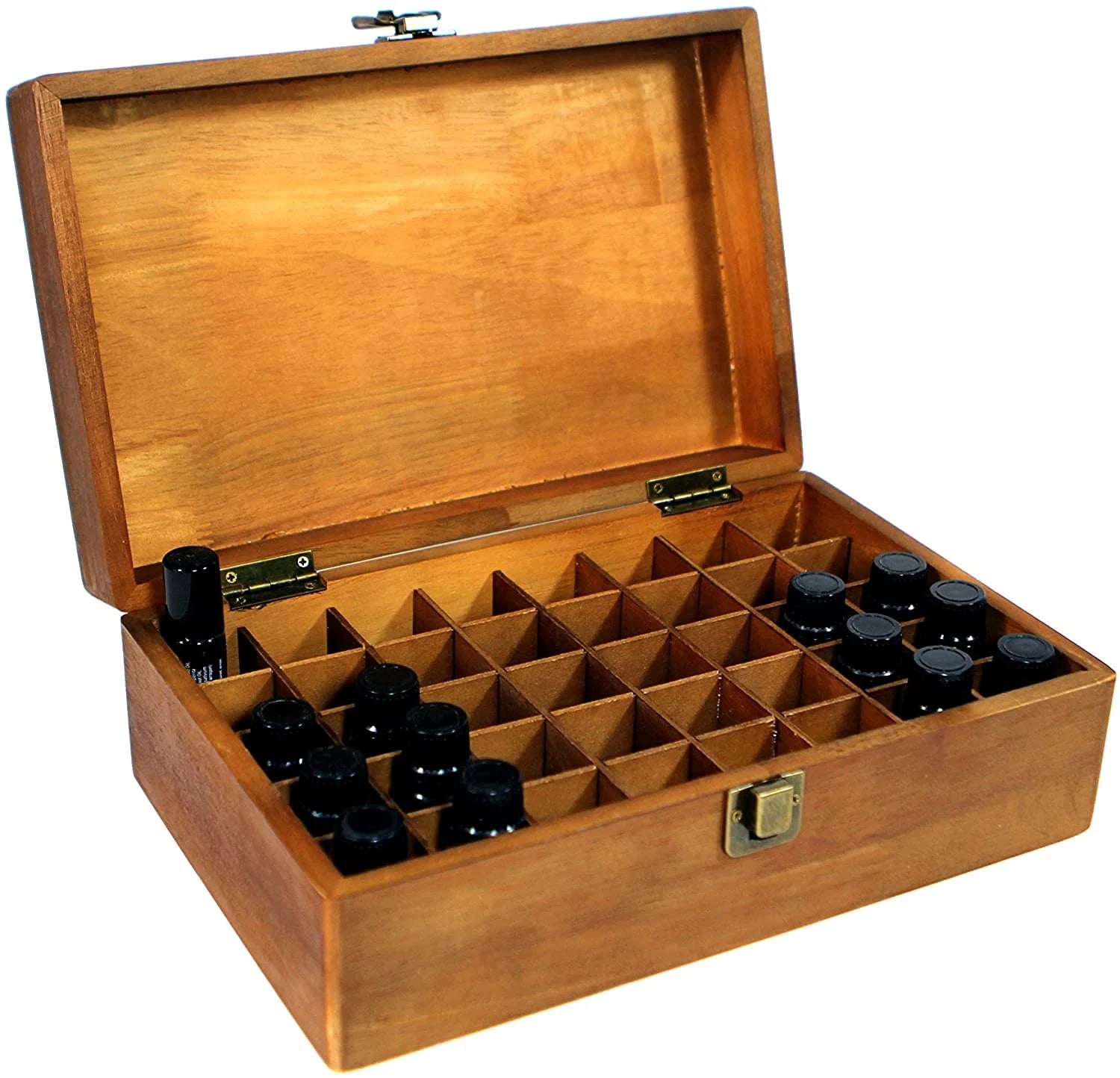 Polished Painted Cross Theme Wooden Essential Oil Box for Storage Display 40 Standard Bottles Reusable Business Gift Model