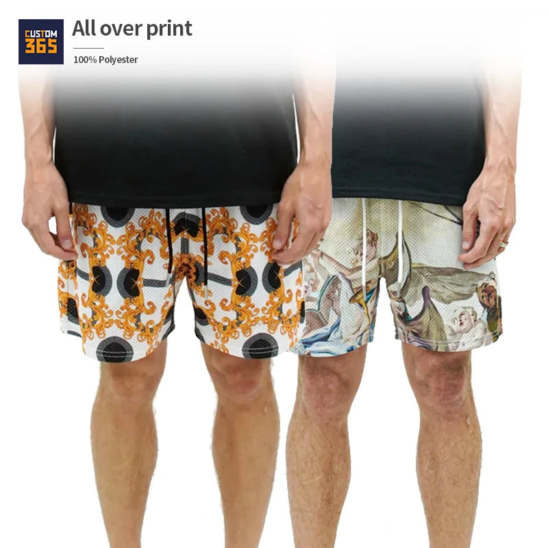 All Over Printing Custom Mesh Quick Dry 100% Polyester Sublimation Gym Men's Shorts Summer Men Anime Shorts