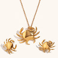 Dingran New Fashion Crab Pendant Necklace and Earrings Set Gold Plated Tarnish Free Jewelry Set
