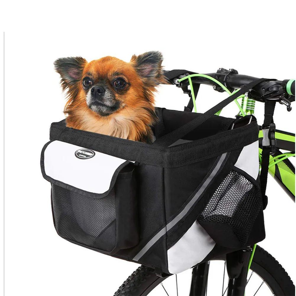 Outdoor Pet Bike Bag for Small Dogs Cats Eco-Friendly Breathable Plastic Carrier Zipper Closure Bicycle Front Basket Car Travel