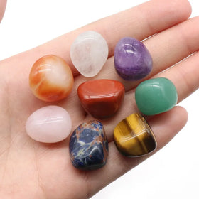 Hot Sale Amethyst Clear Rose Quartz 7 Chakra Crystal Set Polished Stones Healing Energy Reiki Tumble Stones With Good Quality