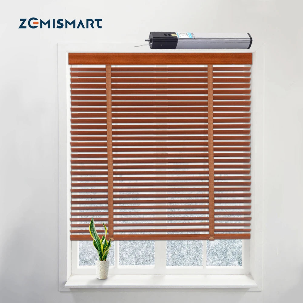 Zemismart Smart Wood Blinds Tuya Roller Shade Blind Google Home Alexa Support Wooden Shutters Filter Curtain Kitchen Electric