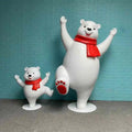 Christmas Cartoon Polar Bear Statue Large Fiberglass Christmas Ball Resin Snowman Santa Claus Sculpture for Events Decoration