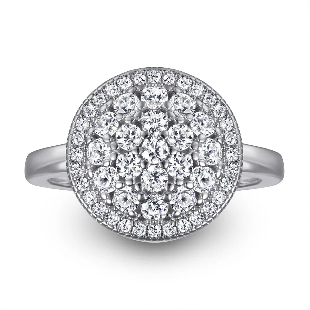 Somen 925 Sterling Silver Rings Round Cubic Zirconia Full Inlay Women Engagement Ring Wholesale