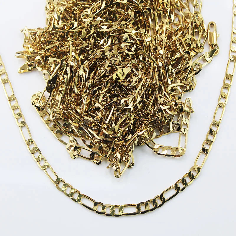 BMZ 2025 18K Gold Figaro Necklace 60*0.5cm Brass Chain Real Gold Plating Agate Stone Christian Religious Anniversary Occasion