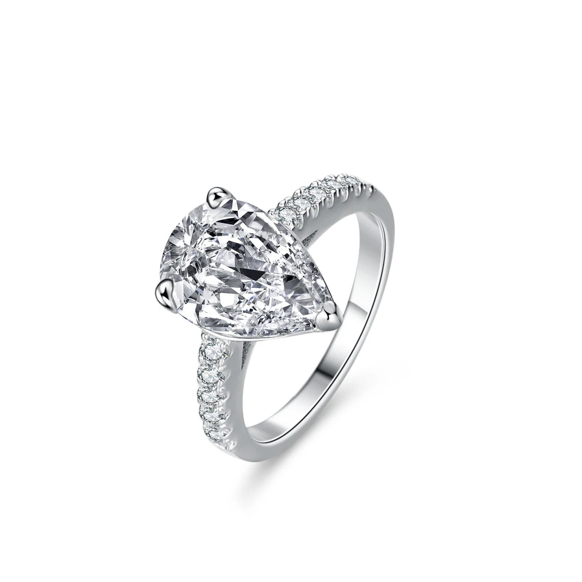Fine Jewelry Fashion 4Ct Pear Cut S925 Sterling Silver Engagement Women's Wedding Rings White Gold Plated Moissanite Ring