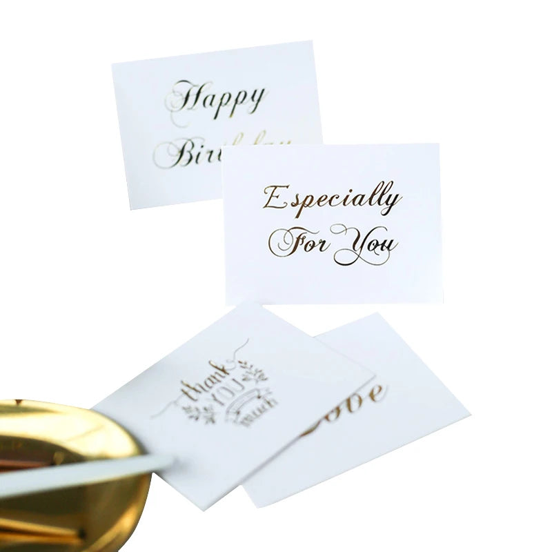 Custom Logo Mini Thank You Card White Bronzing Gift Decoration Card Scrapbooking Party Invitation DIY Deco Supply for Wedding MegaBDM