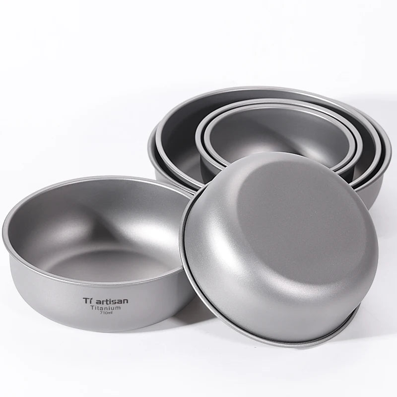 Titanium Cookware Set 360ml-920ml Bowls Camping Tableware Outdoor Picnic Dish Pan Camping Accessories