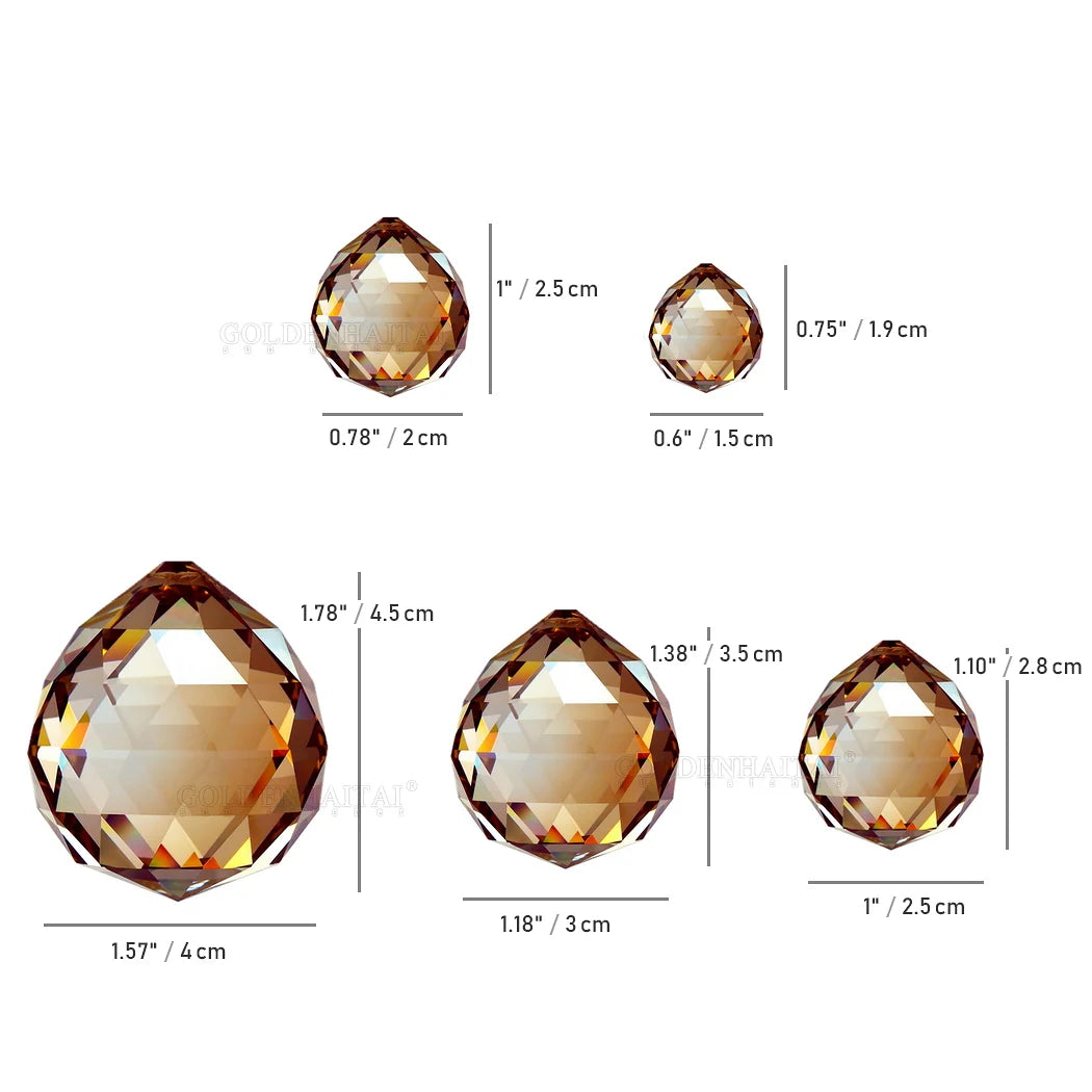 Champagne Crystal Ball 15.20.25.30.40mm  Chandelier Lighting Prisms Ball Clear Hanging Pendant GOLDENHAITAI 5730C