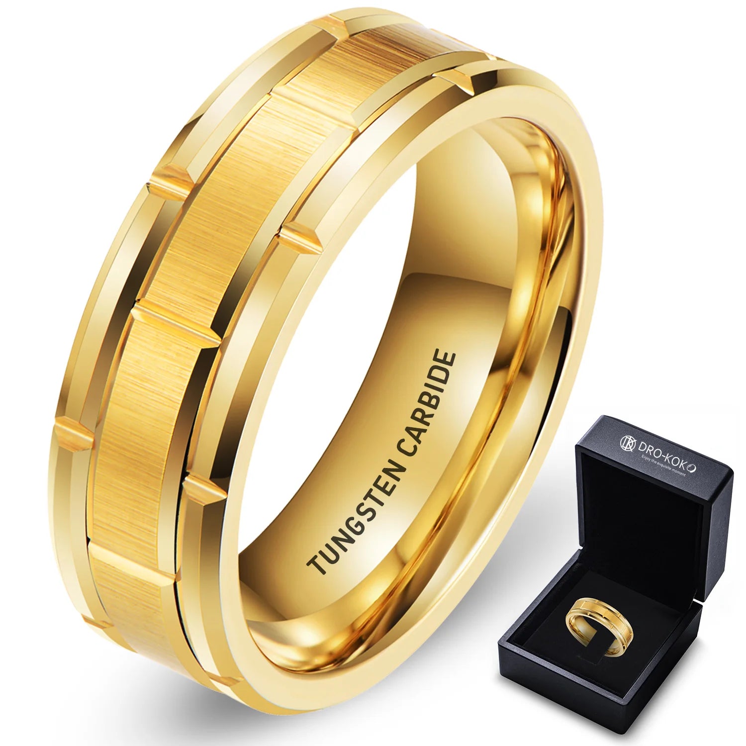 2025 Newest Design 8 mm His and Her Set Gold 18 k Couple Tungsten Stainless Steel Wedding Rings
