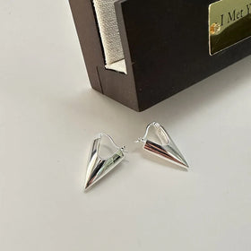 925 Sterling Silver Geometric Triangle V Shape Clip Earrings for Girls Women Christmas Gifts