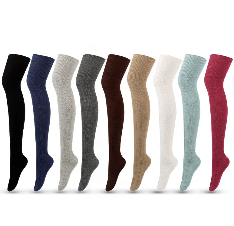 Stockings Adorable Cable Knitted Boot Socks Extra Long Winter Over Knee Leg Warmers Women Thigh High Socks MegaBDM