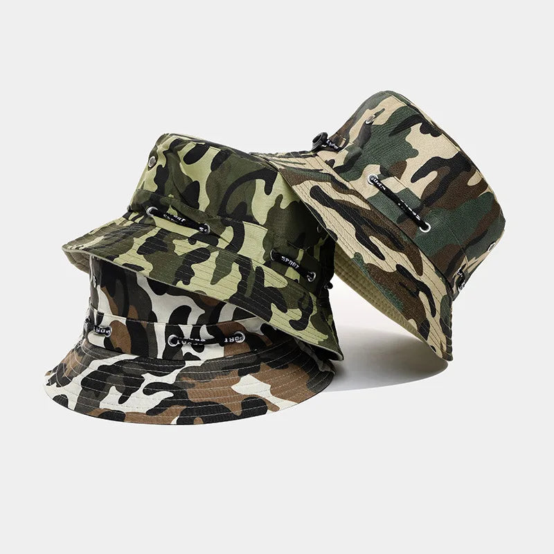 Camo Hat Fisherman Designed Women Custom Bucket Hat Outdoor Sports Sunscreen Summer Breathable Groovy Bucket Hats