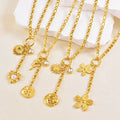 New Fashion Stainless Steel Long Tassel Necklace Round Flower Sun and Moon Water Drop Diamond love Clavicle Chain