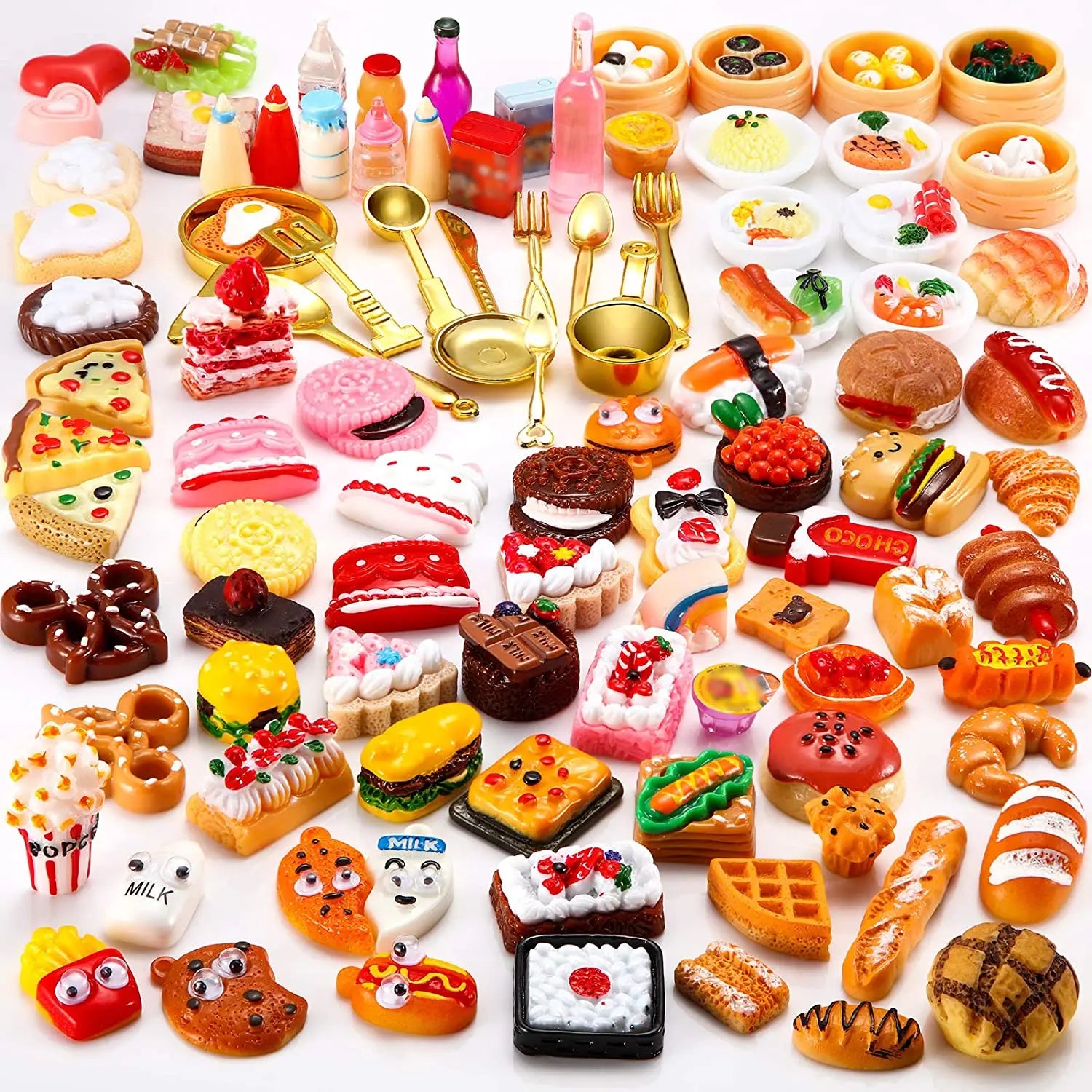 Miniature Tea Dollhouse Kitchen Accessories Set Mini Food for Dollhouse Snacks Resin Cooking Crafts