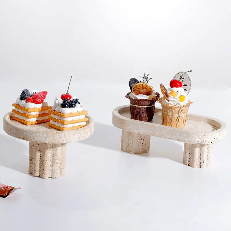 HZX Wholesale Marble Tray Natural Marble Stone Serving Trays Cup Cake Stand Set Home Decor for Hotel
