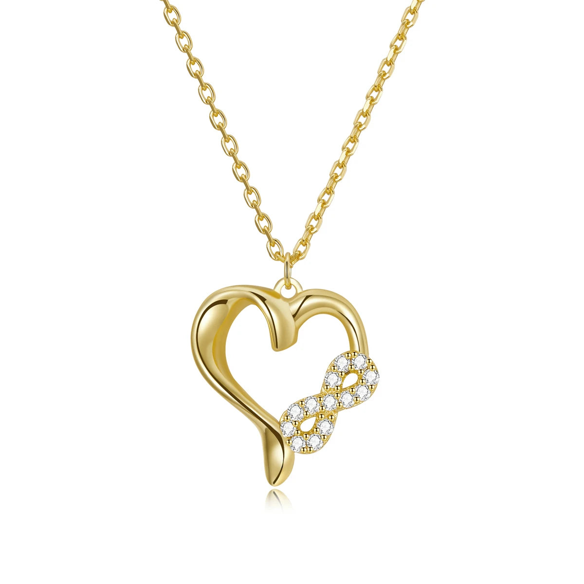 New Infinity Love Gold Plated Necklace Valentine's Day Gift Heart Shaped Jewelry Necklace Silver 925 Heart Infinitie Necklace