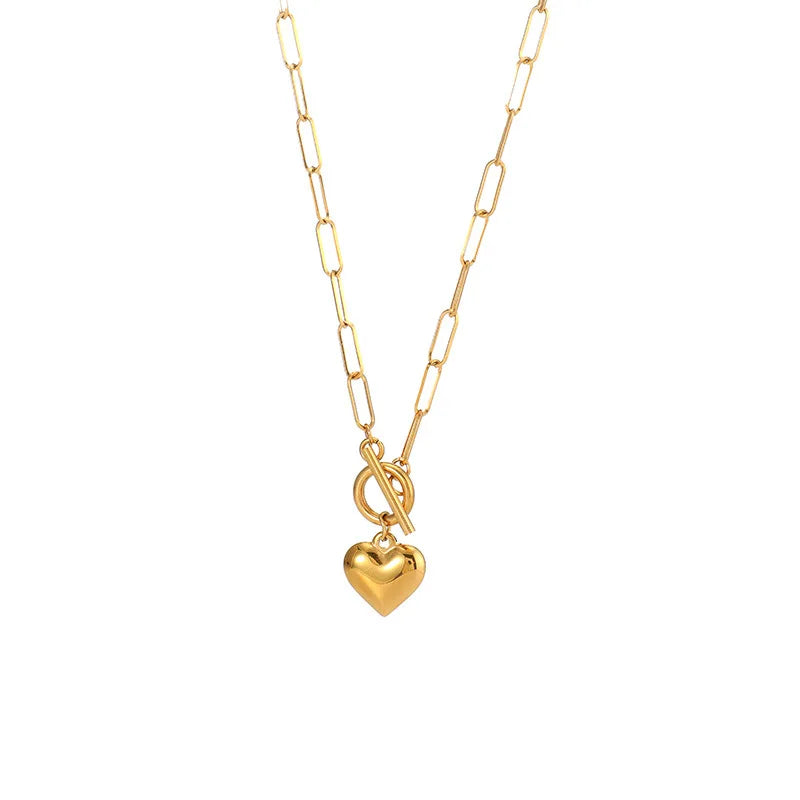 New Fashion Customized Personalized Multi-Layer Stainless Steel Gold Plated Necklace Women's Heart Love Minimalist Jewelry