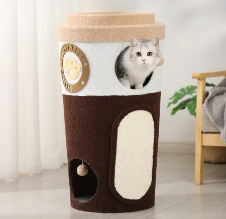 Cat Climbing Frame Cat Tree Sisal Bucket Multi-layer Winter Warm Cat House
