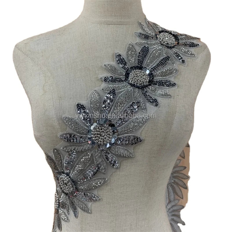 Beaded Sequin Lace Trimming Wedding Dress Accessories