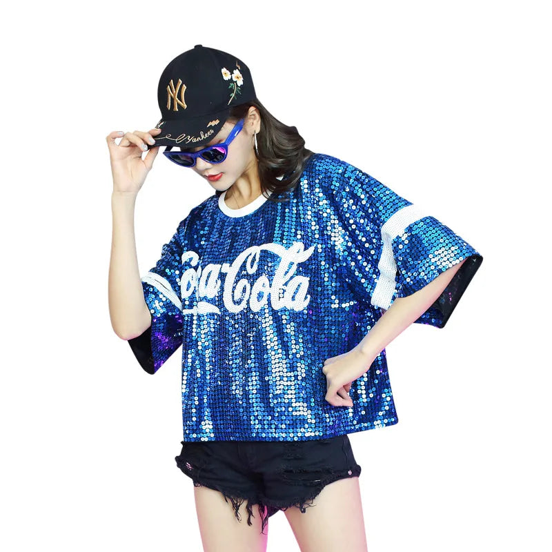 Europe and the United States Street Loose T-shirt Fashion Dance Jazz Performance Dress