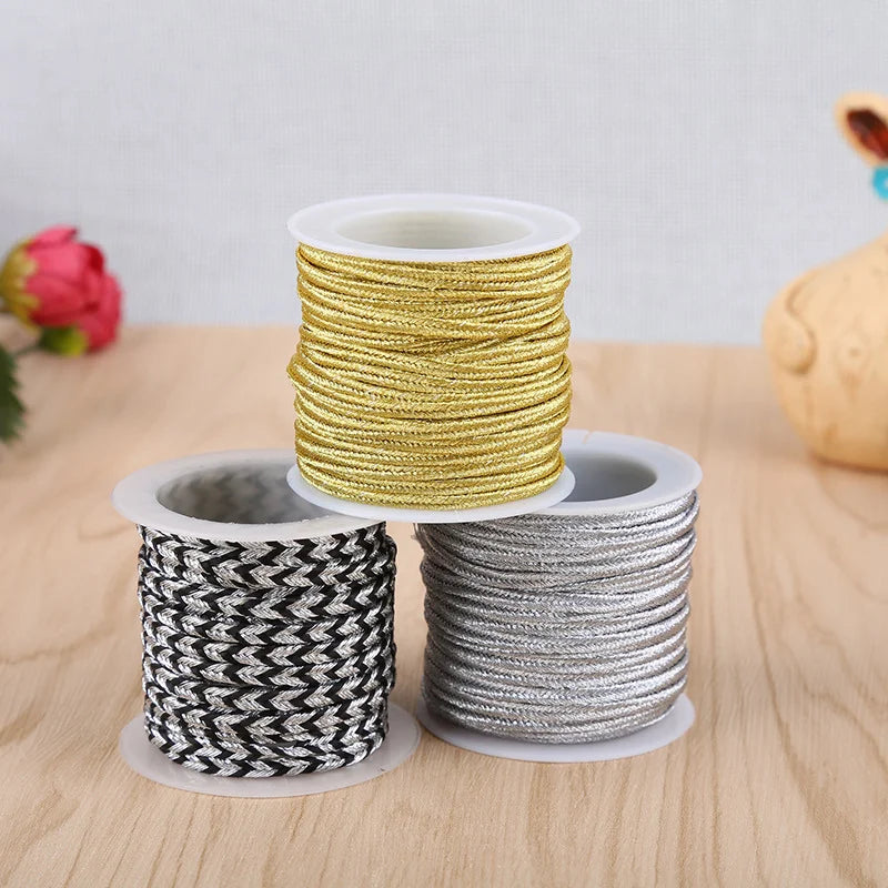 Wholesale Braid Metallic 2mm 3mm 4mm 5mm 7mm Gold Silver Soutache Cord Soutache Trim Jewelry Cords