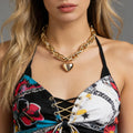 Trendy Double Woven Chains CCB Peach Heart Necklace for Women Charms Ladies Pendant Choker Accessories Fashionable Jewelry Gifts