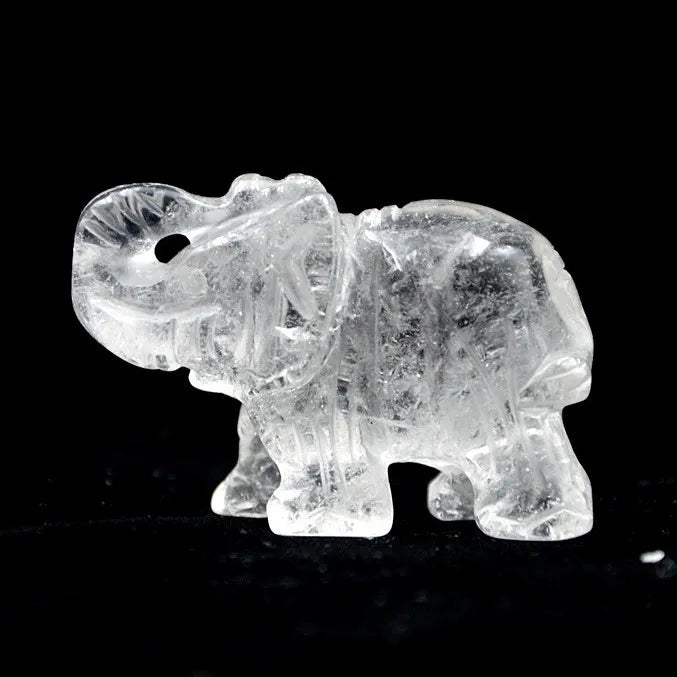 Huiying Hot sale natural crystal carving gemstone Clear quartz hand made elephants for decoration 2 inch